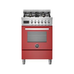 Bertazzoni PRO64L1EROT Professional Cucina da accosto cm. 60 - 4 fuochi a gas + forno elettrico - rosso