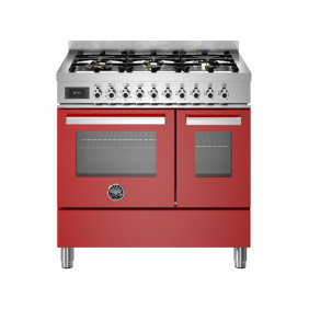 Bertazzoni PRO96L2EROT Professional Cucina da accosto cm. 90 - 6 fuochi a gas + forno elettrico - rosso