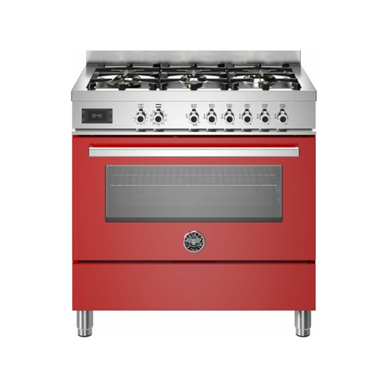 Bertazzoni PRO96L1EROT Professional Cucina da accosto cm. 90 - 6 fuochi a gas + forno elettrico - rosso