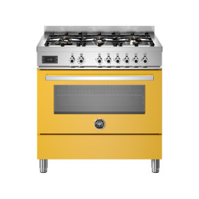 Bertazzoni PRO96L1EGIT Professional Cucina da accosto cm. 90 - 6 fuochi a gas + forno elettrico - giallo