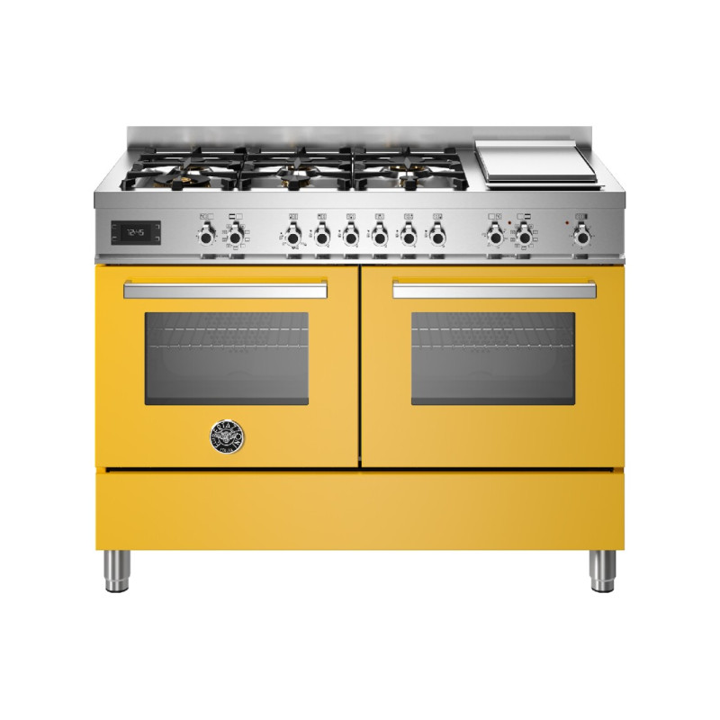 Bertazzoni PRO126G2EGIT Professional Cucina da accosto cm. 120 - 6 fuochi a gas + forno elettrico - giallo